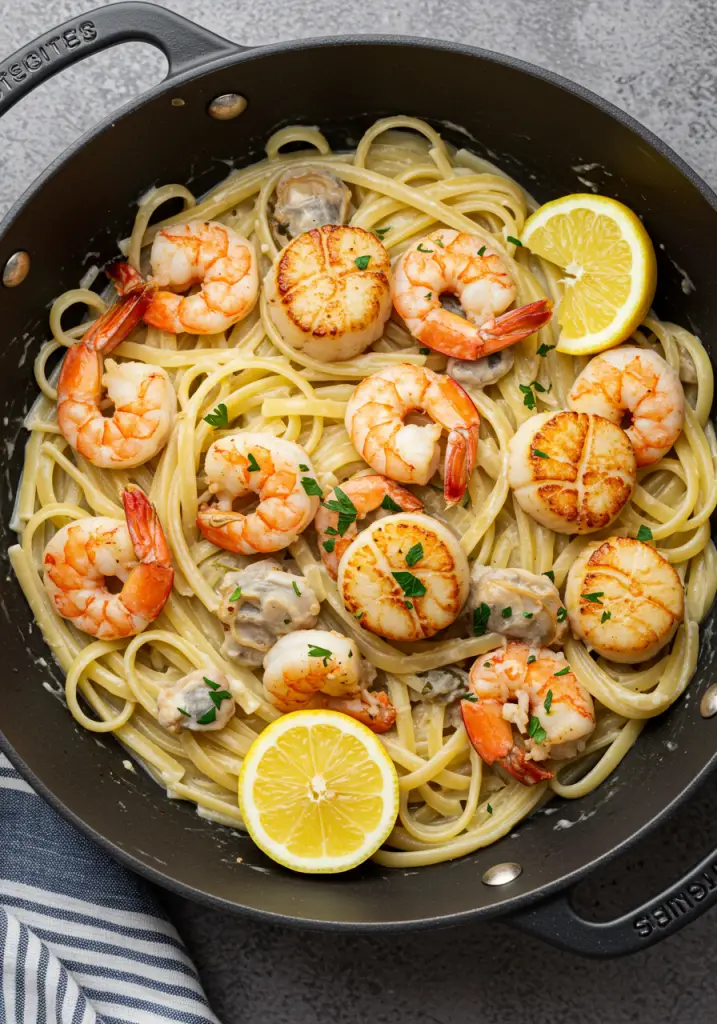 Seafood Linguine with White Sauce
