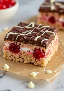 Chocolate Covered Cherry Rice Krispies Treats